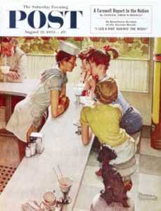 This is a cover of the Saturday Evening Post as painted by Norman Rockwell. 